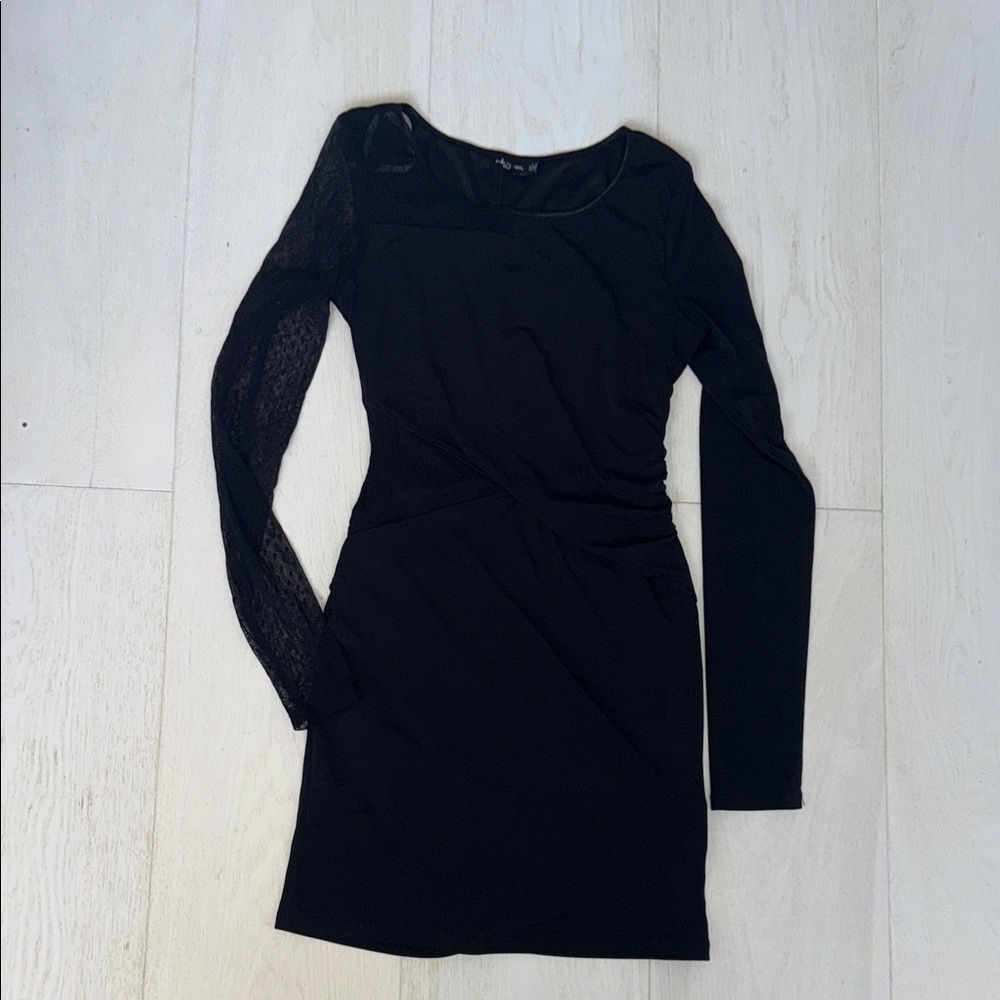 RBX Black Long Sleeve Dress with Lace Detail